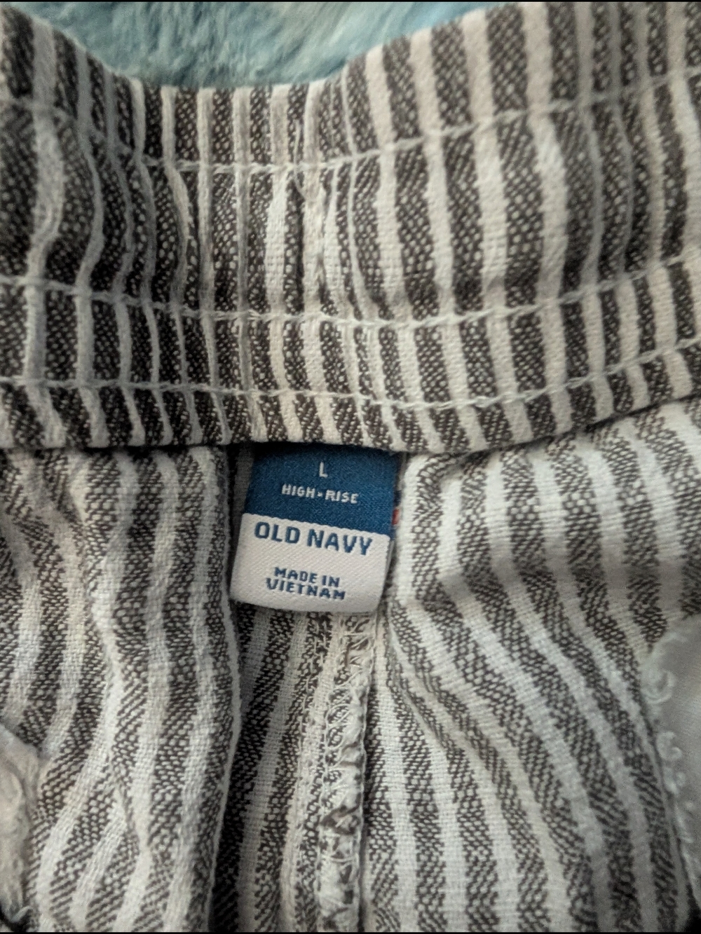 Old Navy High-Rise Striped Pants — Gray & White